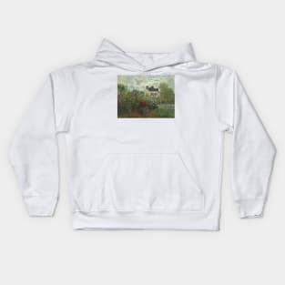 The Artist's Garden in Argenteuil (A Corner of the Garden with Dahlias) by Claude Monet Kids Hoodie